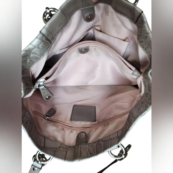 Coach Silver Croc-Embossed Tote Bag, vintage, y2k - Picture 7 of 8